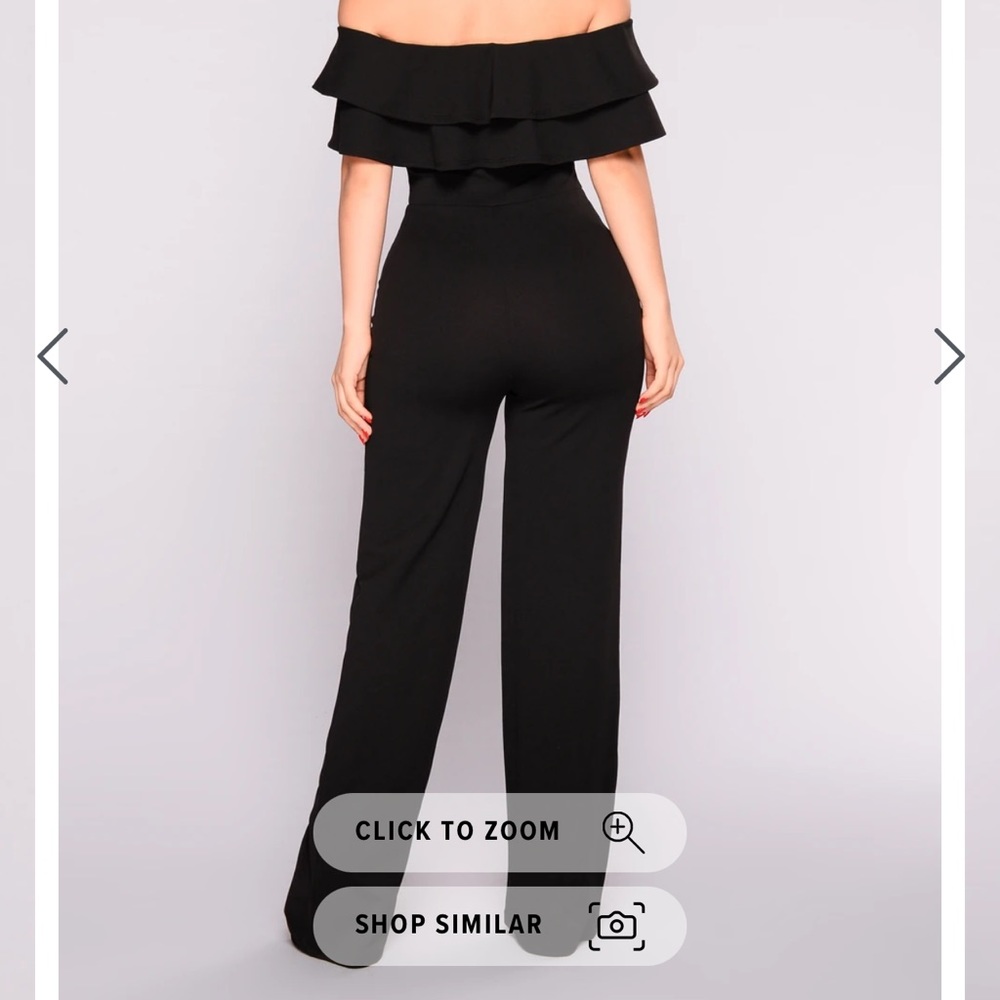 NWOT. black ruffle jumpsuit.